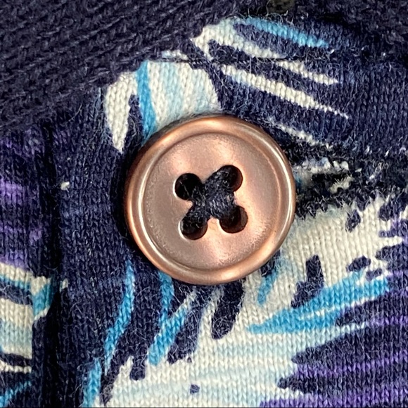 Slate & Stone Polo Shirt 100% Cotton Navy Blue Fern Print, Size M - Picture 11 of 15